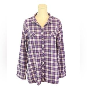 Eddie Bauer Purple & Pink Flannel Button Down Shirt (Size‎ 2X)